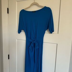 Ann Taylor Factory Blue Tie-Waist Midi Dress